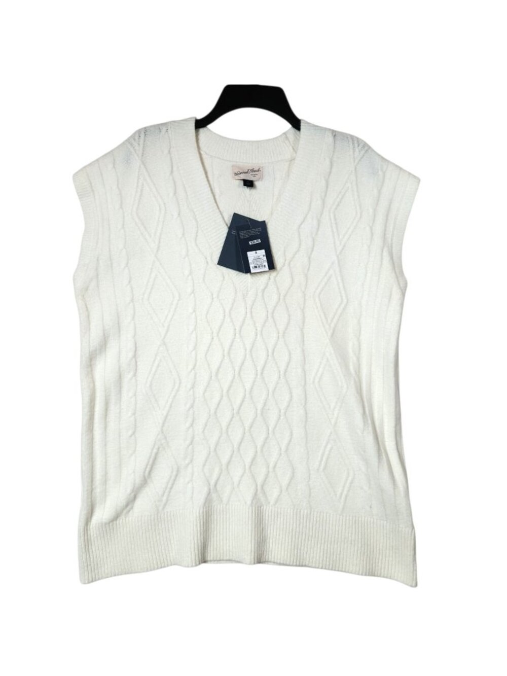 Women's Cable Sweater Vest Ivory V-Neck Sleeveless Universal Thread Small